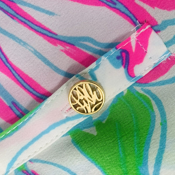 LILLY PULITZER Houston Top XS Ring The Bellboy Resort White 100% Silk 78441 EUC - Picture 6 of 7